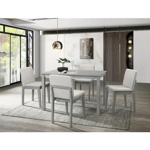 Grey 5-Piece Dining Room Set with Dining Table & 4 Upholstered Chairs