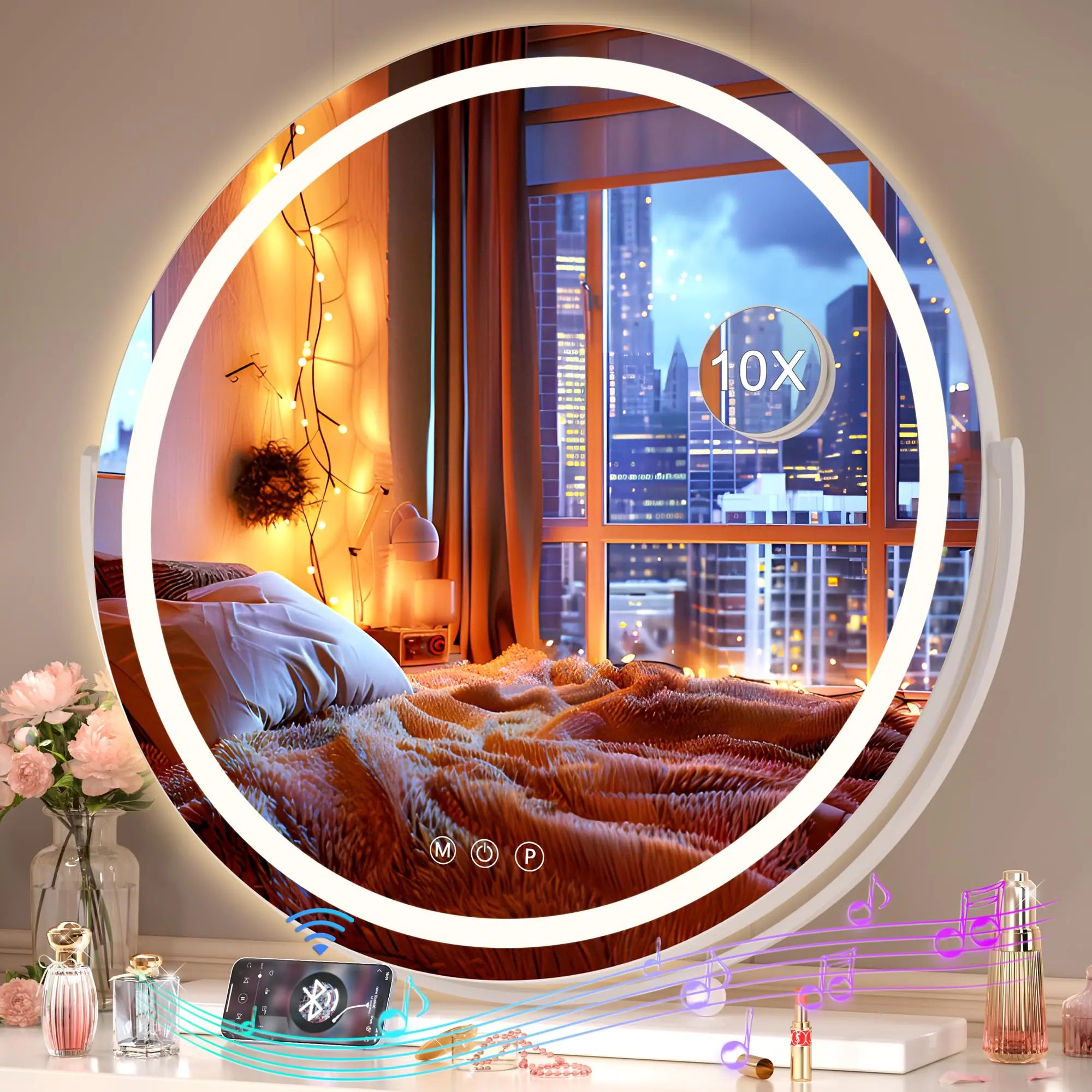 24" Luxury Vanity Mirror with Lights and Bluetooth