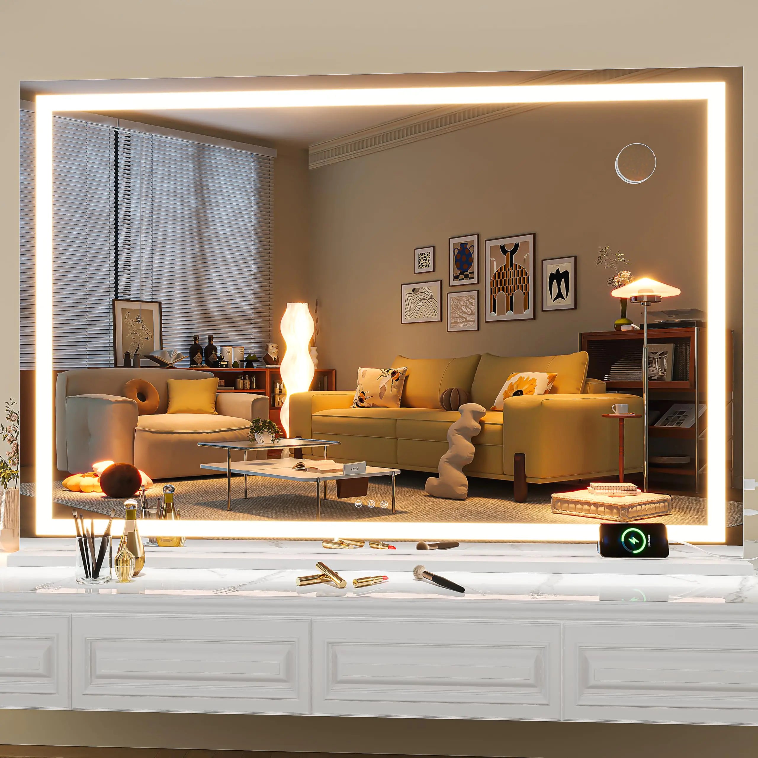 Luxury Vanity Mirror with Lights, Touch Screen Control