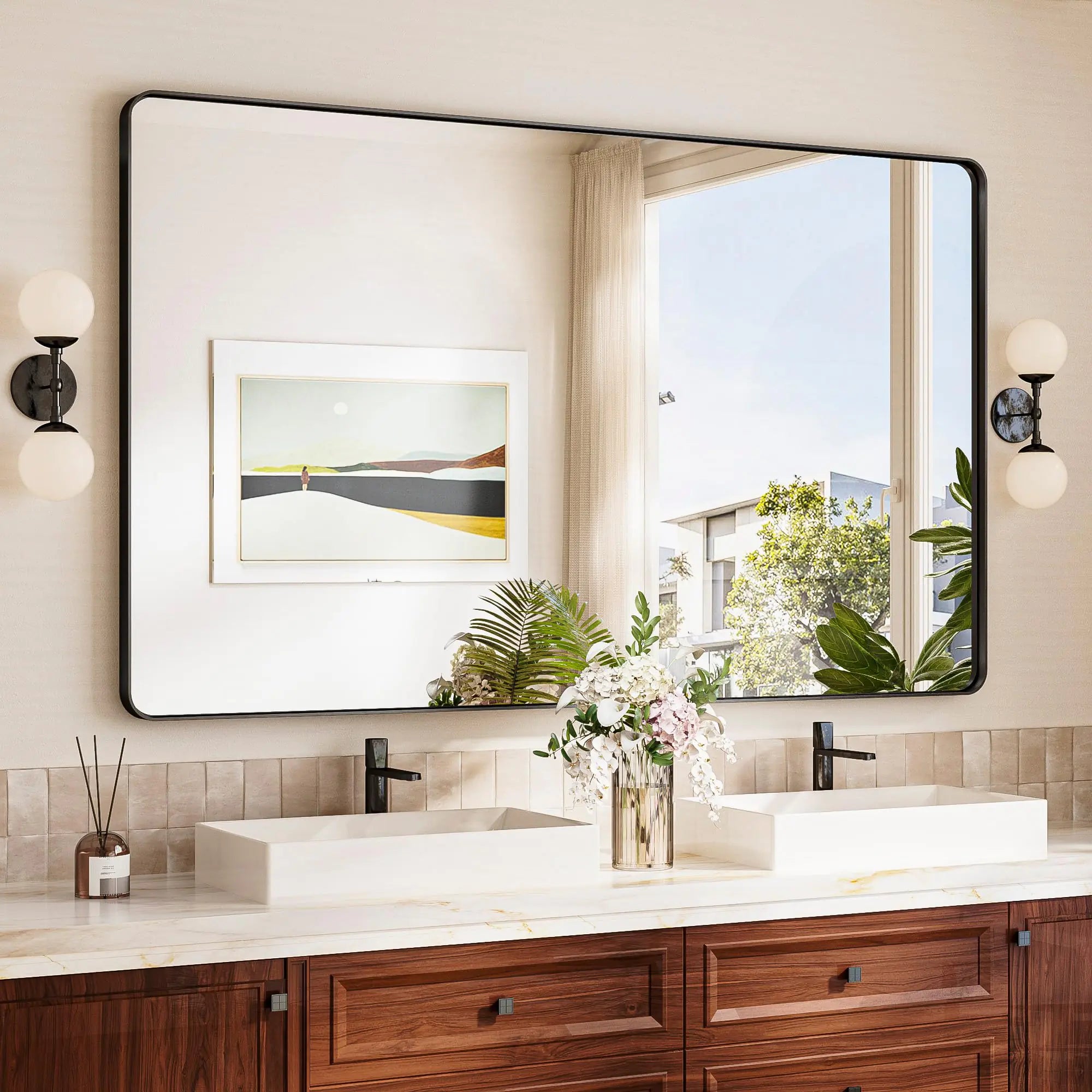 Black Vanity Bathroom Mirror