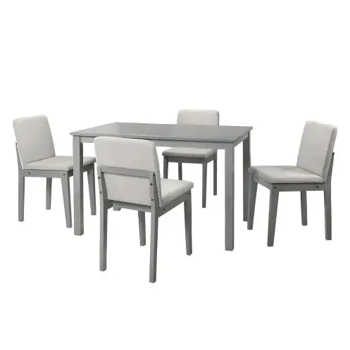 Grey 5-Piece Dining Room Set with Dining Table & 4 Upholstered Chairs